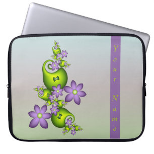 Lilac Fantasy Blume Grüne Formen Fraktal Name Laptopschutzhülle