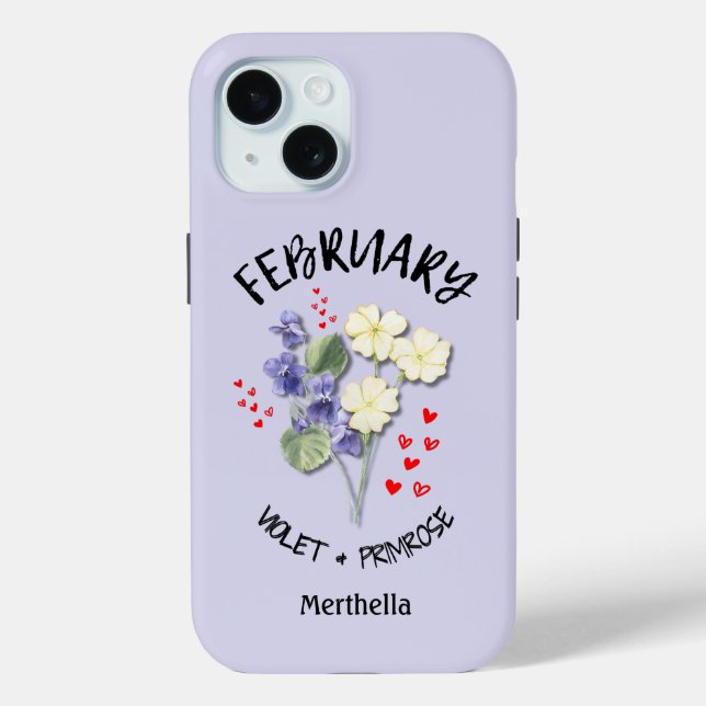 Lilac FEBRUARY Birth Month Blume Individuelle Name Case-Mate iPhone Hülle (Rückseite)