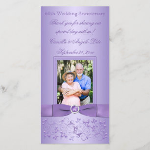 Lilac Floral 60. Hochzeitstag Fotokarte Dankeskarte