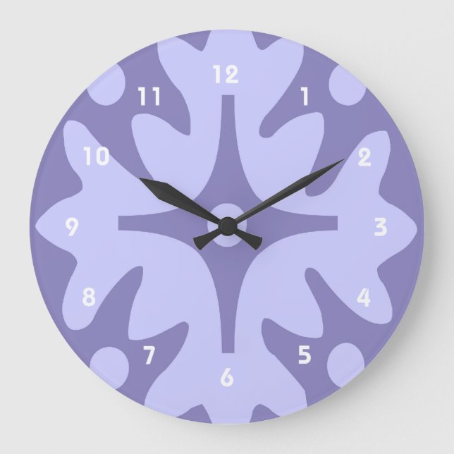 Lilac Floral Abstrakt Große Wanduhr (Vorderseite)