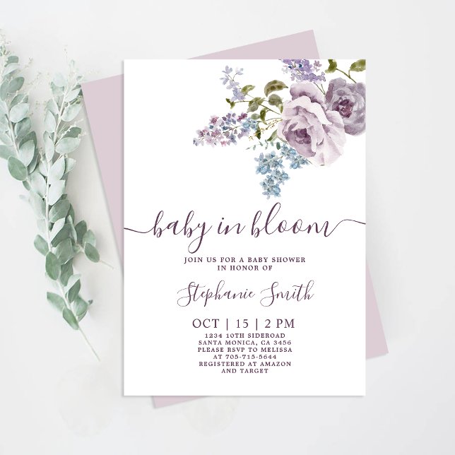 Lilac Floral Baby in Bloom Baby Shower Girl Einladung (Von Creator hochgeladen)