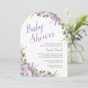 Lilac Floral Baby Shower Einladung