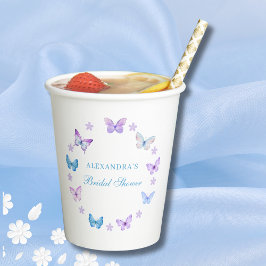 Lilac Floral Blue Lila Butterfly Brautparty Pappbecher