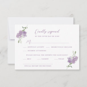 Lilac Floral Bouquet Wedding RSVP Karte