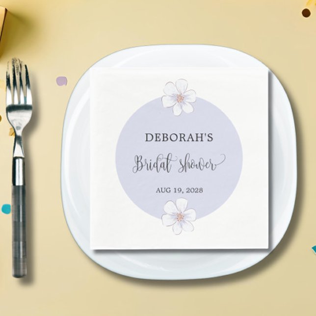 Lilac Floral Brautparty Paper Napkin Serviette (Von Creator hochgeladen)