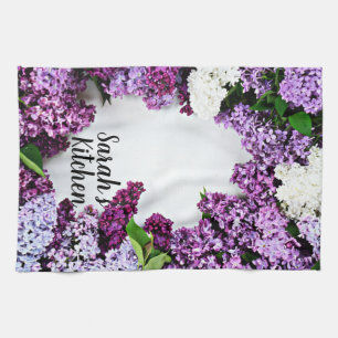 Lilac Floral Custom Kitchen Handtücher