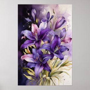 Lilac Floral Dreams - Wasserfarbene Blume Kunst, D Poster