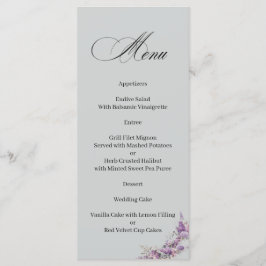 Lilac floral Elegant Calligraphy Menu Menükarte