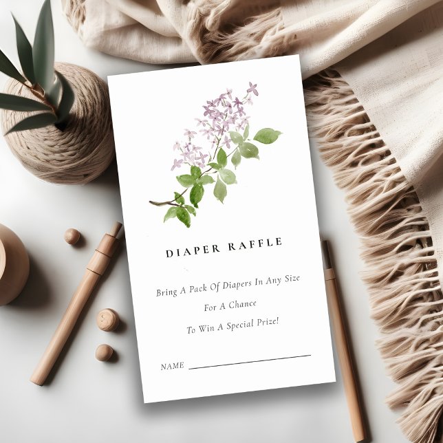Lilac Floral Garden Diaper Raffle Baby Shower Begleitkarte (Von Creator hochgeladen)