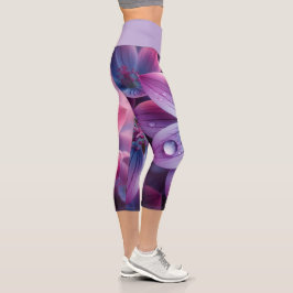 Lilac Floral Lila und rosa Capri Leggings