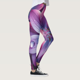 Lilac Floral Lila und rosa Leggings