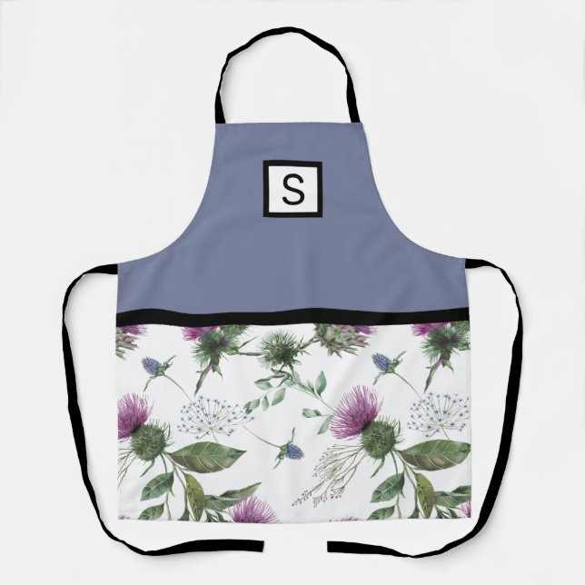 Lilac Floral Monogram Schürze (Vorderseite)