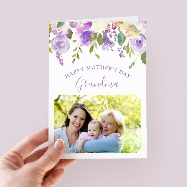 Lilac Floral Mutter Tageskarte für Oma Karte (Von Creator hochgeladen)