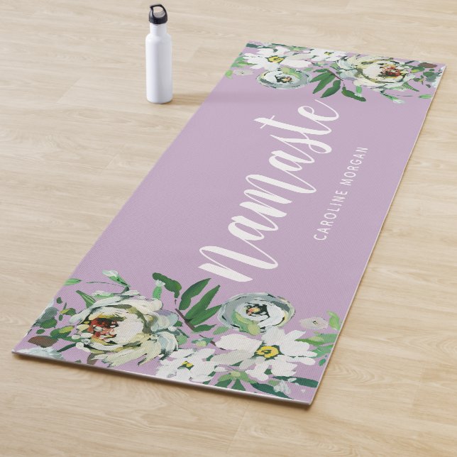 Lilac Floral Namaste Mit Monogramm Yoga Mat Yogamatte (Beispiel)