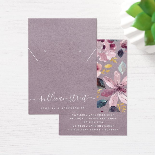 Lilac Floral Orings Necklace Display Card (Schreibtisch)