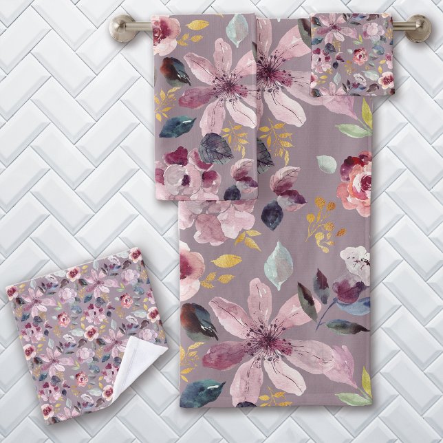 Lilac Floral Pattern  Badhandtuch Set (Von Creator hochgeladen)