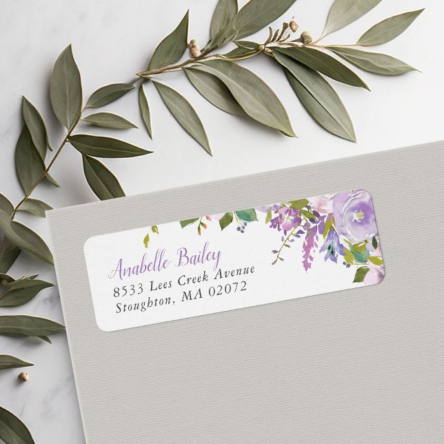 Lilac Floral Personalisiert Rücksendeadressen-Aufk (Von Creator hochgeladen)