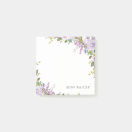 Lilac Floral Personalisiert Teachname Post-it Klebezettel
