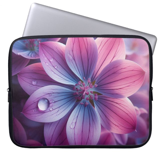 Lilac Floral Pink und Lila Laptopschutzhülle (Vorderseite)