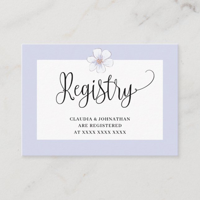 Lilac Floral Registry Brautparty Begleitkarte (Vorderseite)