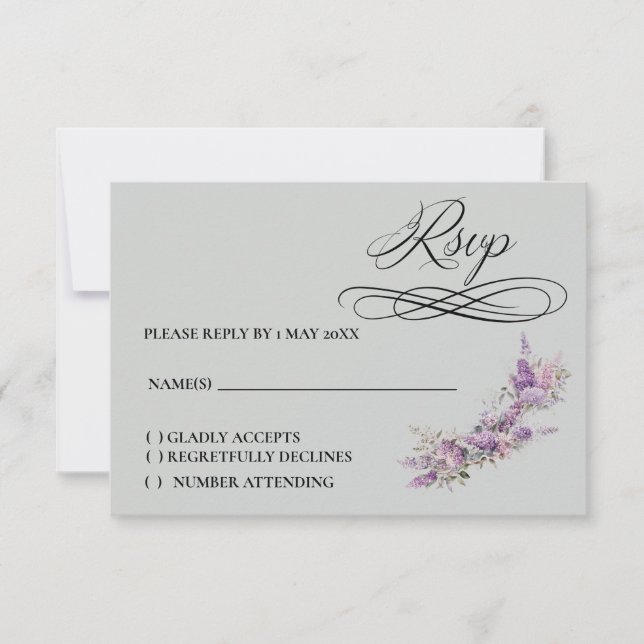 Lilac floral Response Card RSVP Karte (Vorderseite)