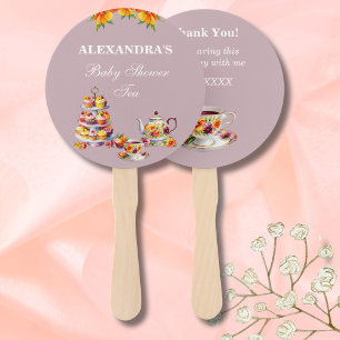Lilac Floral Tee Party Babydusche Handlüfter Fächer