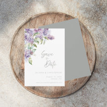 Lilac Floral Watercolor Elegant Save the Date Card