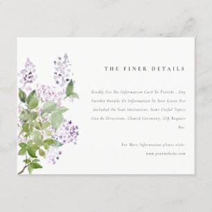 Lilac Floral Wreath Hütte Garden Wedding Detail Begleitkarte