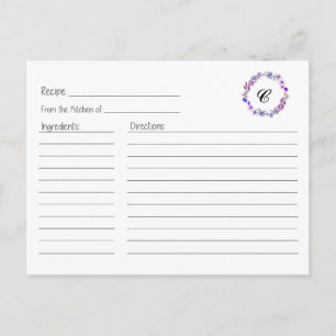 Lilac Floral Wreath Rezept Card Postkarte