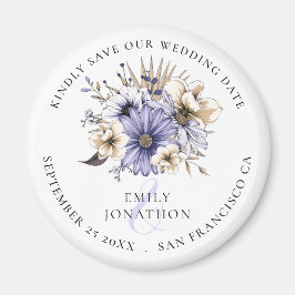 Lilac Florals Wedding Keepake Save the Date Magnet