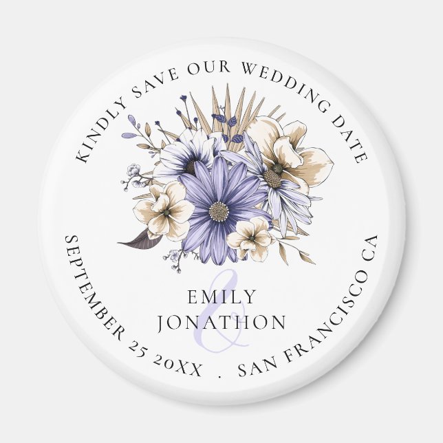 Lilac Florals Wedding Keepake Save the Date Magnet (Vorne)