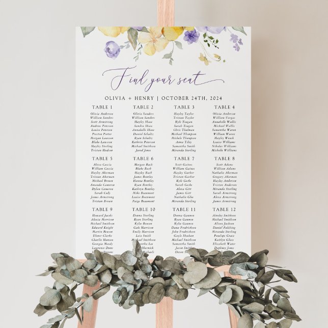 Lilac Flower, Yellow Flower, Wedding Seating Chart Poster (Von Creator hochgeladen)