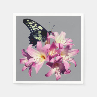 Lilac Flowers and Butterfly Paper Napkins Serviette