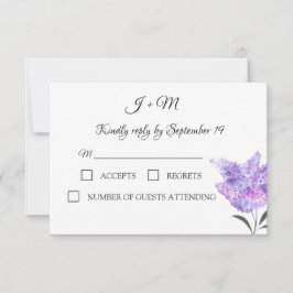 Lilac Flowers Watercolor Elegant Wedding RSVP Karte