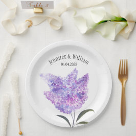 Lilac Flowers Watercolor Floral Wedding Pappteller