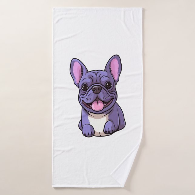 Lilac French Bulldog Badehandtuch (Badehandtuch)
