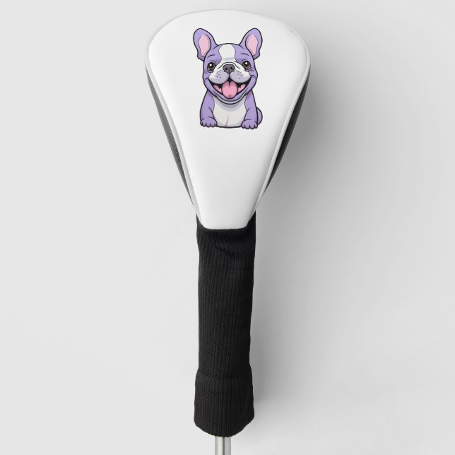 Lilac French Bulldog Golf Headcover (Vorderseite)
