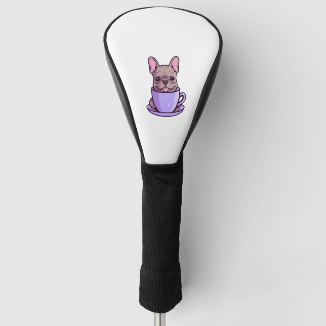 Lilac French Bulldog Golf Headcover (Vorderseite)