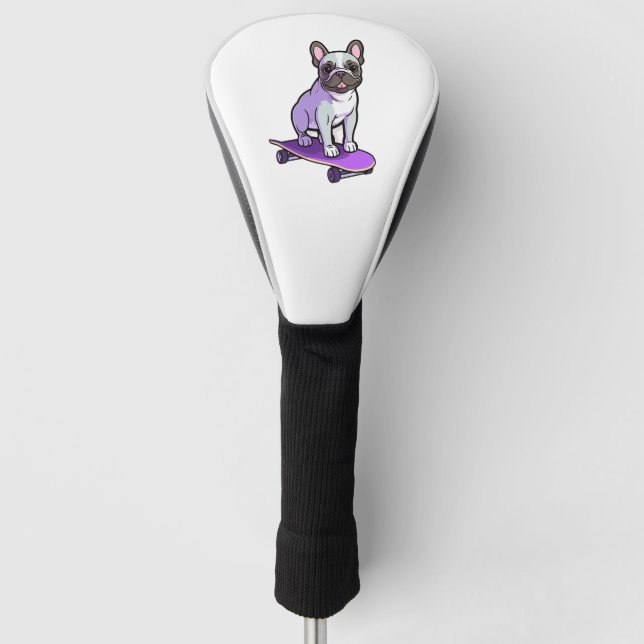 Lilac French Bulldog Golf Headcover (Vorderseite)