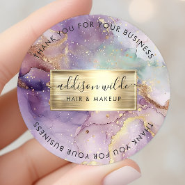 Lilac Glitzer Watercolor Imitate Gold Foil Vielen Runder Aufkleber