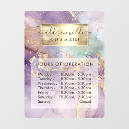 Lilac Glitzer Watercolor Imitate Gold Geschäftszei Fensteraufkleber