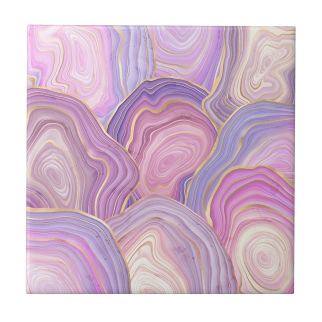 Lilac Gold Agate Keramik Tile Fliese (Vorderseite)