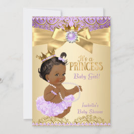 Lilac Gold Ballerina Princess Baby Shower Ethnic Einladung