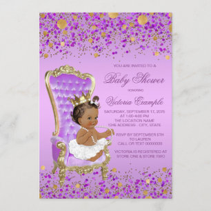 Lilac Gold Ethnic Princess Babydusche Einladung