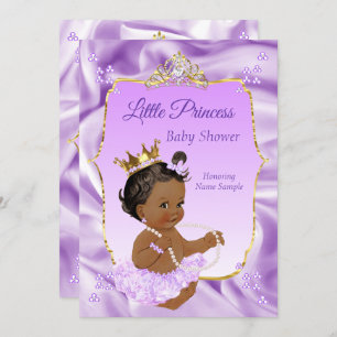 Lilac Gold Princess Baby Dusche Ethnic Girl Einladung