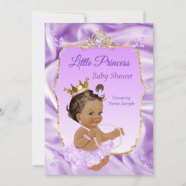 Lilac Gold Princess Baby Shower Girl brünett Einladung