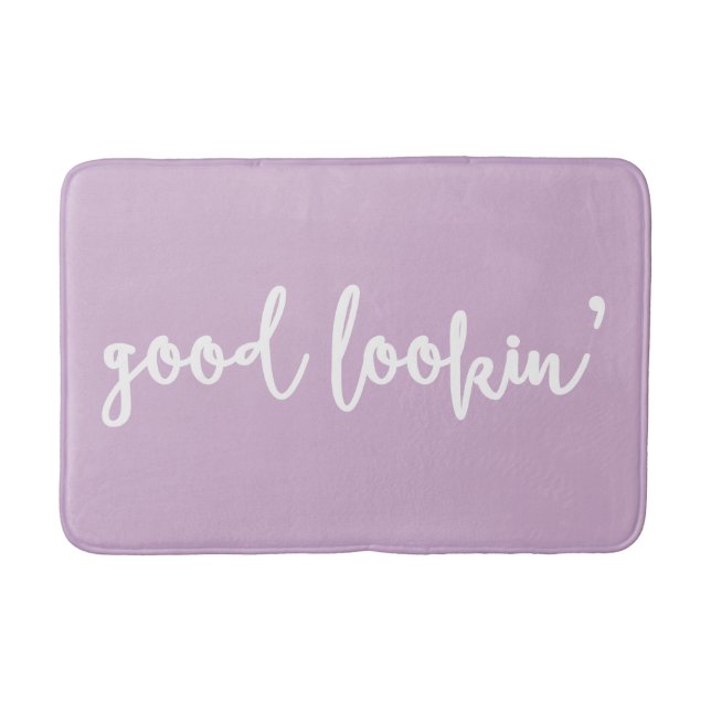 Lilac Good Lookin' Calligraphy Script Bath Mat Badematte (Vorderseite)
