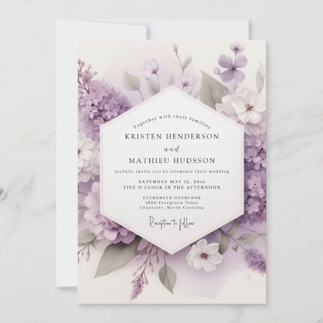 Lilac Gossamer Bloom Wedding Einladung (Vorderseite)