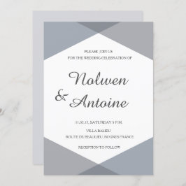 Lilac gray blau geometrisch elegante moderne Hochz Einladung