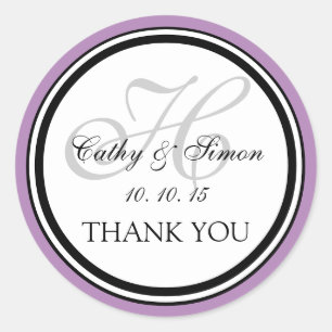 Lilac Gray Monogram H Wedding Danke Sticker